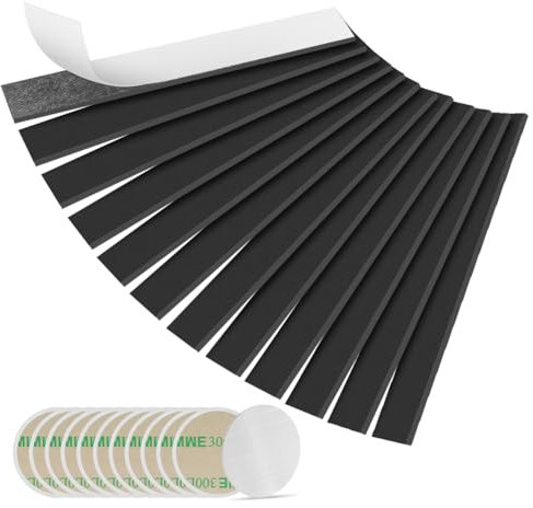 Flintronic Grands Carrés Aimanté, Bandes Magnétiques Autocollantes Prédécoupées (12 pièces)， Bande Magnétique Autocollante Forte, Bandes Aimantées (2 mm x 25 mm x 15 cm)