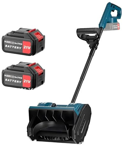 Pala Da Neve Elettrica Senza Spazzole, Spazzaneve Pieghevole con Impugnatura Ausiliaria Regolabile, Soffiatore Di Neve Compatto e Leggero per Patio, Terrazza, Vialetto(Two Batteries)