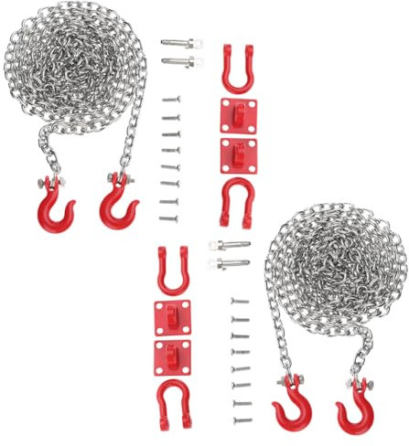 Beufee 2set RC Car Tow Hook Trailer Chain Set, U Shaped Tow Hook Assemble Parts RC Crawler Accessories for 1/10 Scale Climbing Rc Car