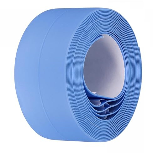 TA-VIGOR Waterproof Seal Caulk Strip Tape Self Adhesive PVC Sealing Tape, Kitchen Bathroom Sink Bathtub Toilet Wall Corner Gap, Mould Proof Flexible Trim Easy to Cut – Blue 38mm x 3.2m