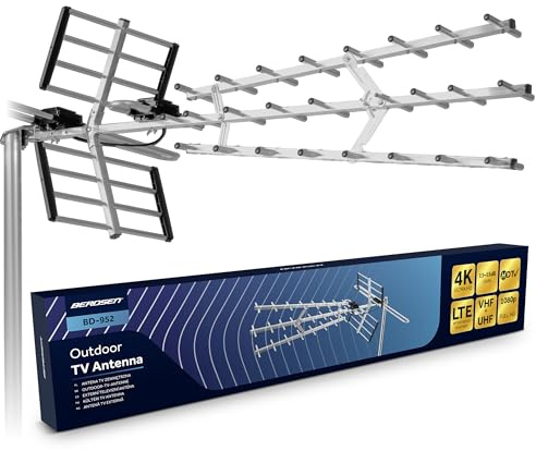 Berdsen DVBT2-antenn med förstärkare inomhus 13–15 dB – räckvidd upp till 80 km – utomhus utomhusantenn – LTEfilter – Full HD Ultra HD 4K