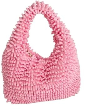 Generisk pälsväska plyschväska, handväska, vintage, fluffig damaxelväska, trendig flickbytesväska, avslappnad bärväska