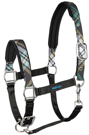 GALOP WEAR Heritage Line Headcollar - Elegant Horse Halter with Checked Pattern & Neoprene Padding - Robust Stable Halter for Horses & Ponies - EU Quality (COB)