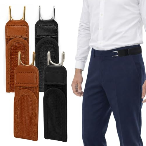 VinBee No Buckle Belts for Men Women, Buckleless Elastic Invisible Belts Side Waist Belt with Metal Hook, Adjustable Tactical Men's Belts for Jeans, Work, Casual, Trousers, Unisex