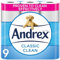 Andrex Complete Clean Toilet Roll 9 Rolls (Previously Andrex Classic Clean Toilet Tissue) Unbeatable Toilet Paper with Unique 3D Wave, FSC Certified