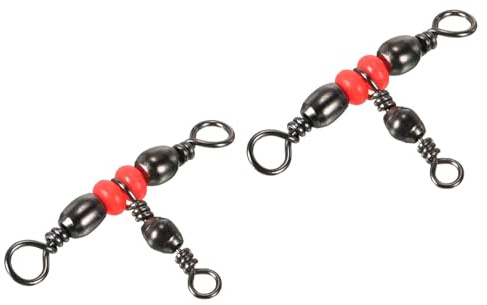 PATIKIL 3 Vías Giratorio, 20uds 57lb Inoxidable Acero Cruzada Línea T-Giro Triple Barril Terminal Aparejos para Salada Agua Dulce Agua Pesca, Negro