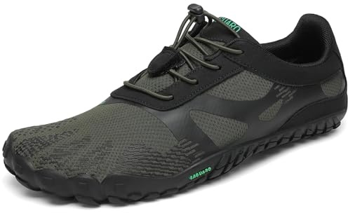SAGUARO Unisex minimalistiska skor fitness jogging multisportskor gym trail vandring, inomhus och utomhus, Gurka grön, 43 EU