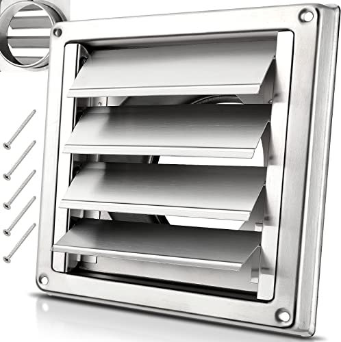 Hydencamm 4 Upgrade Metal Dryer Vent Cover for House, Premium Stainless Steel Dryer Vent with 4 Screws Rubber Gasket, Best Exterior Wall Vent Cover with Louvre for Dryer Vents Range Hood Vent AC Vent