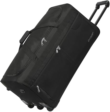 Rocklands® Lightweight Luggage Rolling Holdall Suitcase Wheeled Duffle Bag Cargo Sport Travel Bag RL501 (Black/Black, Large - 32 (H84 x L42 x W40 cm))