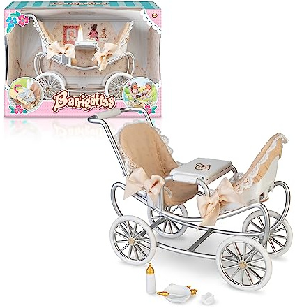 los Barriguitas - Carrito de Gemelos, Set de Juguete con Carro de Paseo para muñecas bebés, con 4 Accesorios incluidos, para niños y niñas Desde 4 años, Famosa (BFG06000)