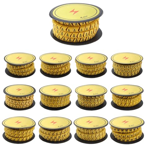 A~M Kabelmarkierer Nummer, SRJQXH 13 Stück 4MM² Kabelmarkierung Buchstaben, Rohrkabelmarkierung Ungefähr 160 Kapseln pro Stück, Drahtdurchmesser bis 6MM, Nicht Leicht Abzufallen, geeignet für Kabel
