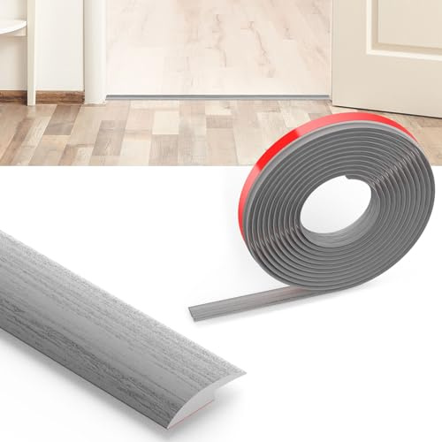 Flintronic Övergångsprofil självhäftande, 3 m PVC-golvlist, övergångslist golv, övergångsskena utan borrning, täcklist för kakel, trä, laminat (träkorn grå, 3 m x 3,0 cm)
