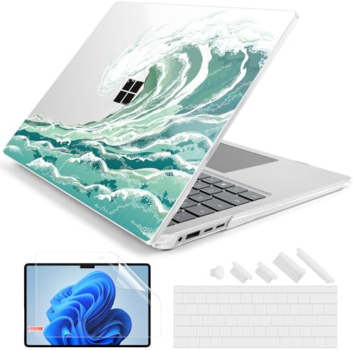 Batianda Case for Microsoft Surface Laptop 13.8 Touchscreen Copilot+ PC 2024 (7th Edition) Creative Pattern Durable Scratch-Resistant Easy Install, with Keyboard Cover & Screen Protector, Wave