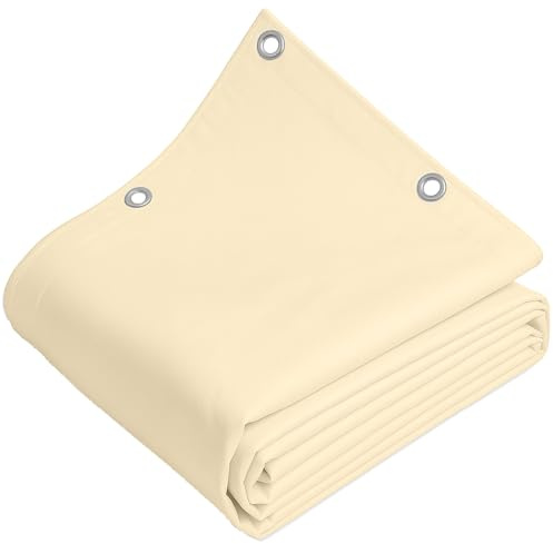 TELOMERITI® - Telo/Telone in PVC 650gr/mq con Occhielli in Alluminio, Rinforzato, tipo da camion, Impermeabile, Copritutto Da Esterno, Vari Colori, Made in Italy (Avorio Chiaro, 2,5X3 Metri (7,5 MQ))