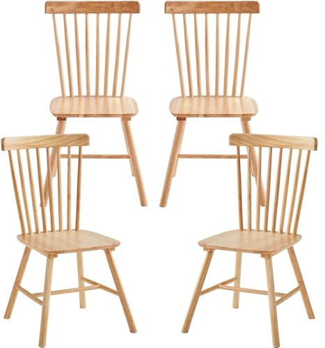 DZOVAD Wood Dining Chairs Set of 4, Farmhouse Kitchen Chairs Set, 100% Natural Solid Wood Material, FSC-Certified
