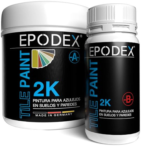 EPODEX 2K Tile Paint for Bathroom, Kitchen & More, Abrasion-Resistant, Waterproof, For Floor & Wall Tiles, 1.8kg - 7m² for 2 coats - Concrete Grey