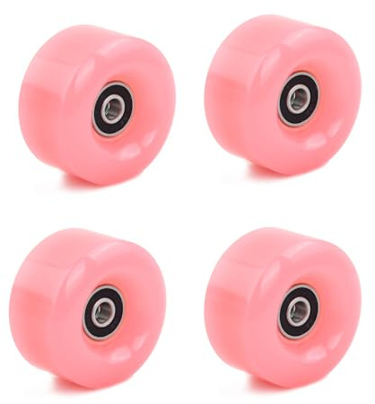 4 Piezas Ruedas Patines Antideslizantes, Quad Ruedas con Rodamientos, PU Ruedas de Repuesto, Ruedas de Patines de Doble 58*39 mm para Patinaje de Doble fila en Interiores o Exteriores (Rosa)