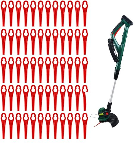 60 Stück Rasentrimmer Messer, Rasentrimmer Ersatzmesser Kunststoff Ersatzmesser Trimmer Rasentrimmer Messer Rasenmäher Klinge Kunststoff Kunststoffmesser Zubehör für Akku-Rasentrimmer