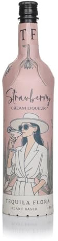 Tequila Flora Strawberry Cream Liqueur – 70 cl | 15% ABV | Vegan Plant-Based Tequila Cream with Juicy Strawberries & Coconut Base | Sustainable Paper Bottle