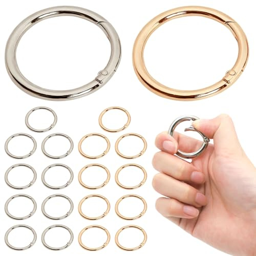20 Pezzi 40mm Scatto Molla Rotonda, Accessori per Borse Uncinetto, Moschettone a Molla Rotonda Moschettoni O anelli portachiav per Zaini Portafogli, Bagagli Cinghie, Artigianato (Argento&Oro)