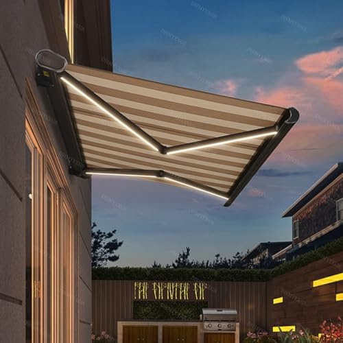 Retractable Electric Awning for Patios - Motorized Sun Shade Canopy, UV & Water Resistant Fabric for Outdoor Deck, Gazebo Sunshade Shelter,