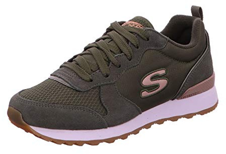 Skechers OG 85 111-OLV, Damen, Sneaker, Olive Suede/Nylon/Mesh/Rose Gold Trim, 38 EU