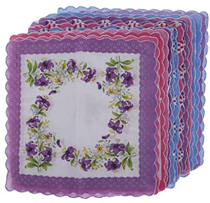 15x Fazzoletti Vintage in Cotone Floreali Colorati