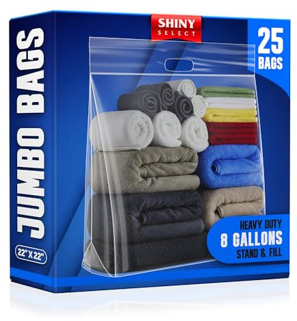 [ 25 BAGS ] JUMBO SIZE Travel Bags - With HANDLES - Heavy Duty Materials - DOUBLE ZIPPER TOP - 8 Gallon Bag Size 22 x 22 - Summer Travel, Picnics, Beach, Pool, Vacation, 25 pound Turkey Brining Bags