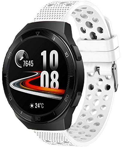 LvBu Armband Kompatibel Für Huawei Watch GT 2e, Sport Silikon Classic Ersatz Uhrenarmband Für Huawei Watch GT 2e Smartwatch (Weiß)