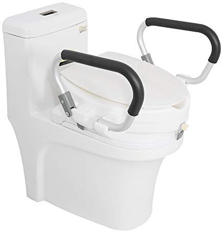 Raised Elevated Toilet Seat with Arm Rests Easy to Carry Toilet Seat Raiser for Elderly with Lid, Disability Aids Raised Toilet Seat, Mobility Aid Tool for Elderly Pregnant Women Disabled