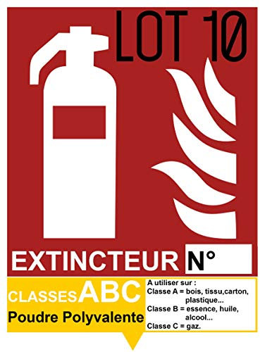 Autocollant vinyl - Autocollant vinyl - Signalétique extincteur ABC Poudre Polyvalente - L.150 x H.200 mm - 10