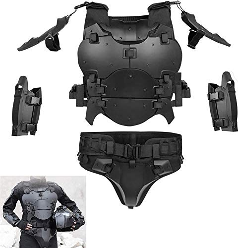 N/W Airsoft Tactical Vest Set, Black, Adjustable Molle Chest Protector, Elbow Shoulder Guard, Combat Belt, Adults