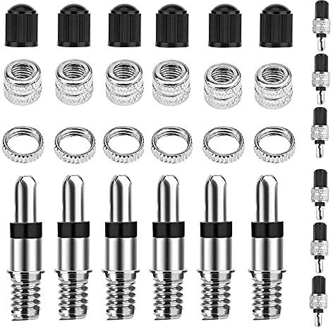 ENYACOS 24-Teile Fahrradventile Blitzventil Set Adapter Fahrradventil, Einsatz mit Dichtung, Ventil-Mutter, Ventil-Kappe, Zubehör Ersatzteile Rad Trekking City-Bike