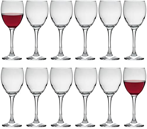LAV 12x Clear 340ml Venue Red Wine Glasses - Large Glass White Rose Long Stem Cocktail Party Drinking Goblet Gift Set