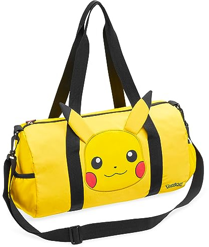 Pokemon Bolsa Deporte Niño Niña Bolsa Piscina Niño Bolsa Viaje Fin de Semana Playa Futbol Gym Merchandising Oficial Pikachu (Amarillo 3D Orejas)