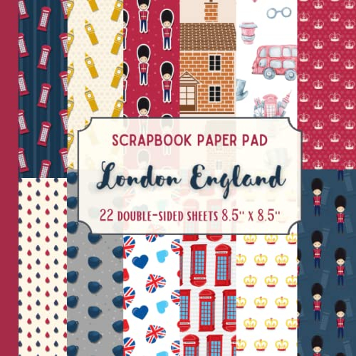London England: Scrapbook Paper Pad 22 double-sided sheets, 8.5'' x 8.5''