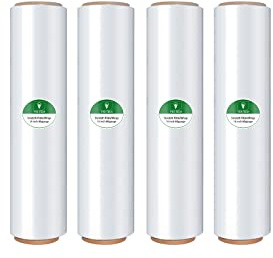 YXX-TECH Stretch Wrap Roll - Heavy Duty Industrial Strength 18inch 1500ft,Clear Cling Shrink Wrap Film Roll 80 Gauge - Ideal for Furniture, Moving, Shipping, and Pallet Packing(Clear-4Pack)