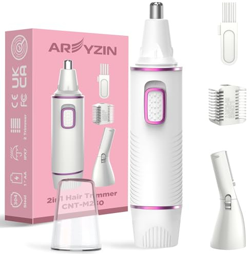 AREYZIN Nose Hair Trimmer for Women-2025 Professional Painless Eyebrow Trimmer and Nose Trimmer Facial Hair Removal Nasal Hair Clippers Professional, Easy to Clean, Dual-Edge Blade,White
