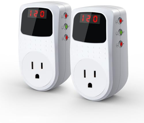 BSEED Surge Protector Outlet, Voltage Regulator, Surge Protector for Refrigerator/TV/PC/Home Appliance, Wall Tap Adapter, Space Saving Design, LED Display Screen, Adjustable,120V, 15A, 1800W, 2 Pack