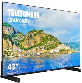 Telefunken 43DTUA724 - Android TV 43 Pulgadas 4K Ultra HD, Diseño sin Marcos, HDR10, Dolby Vision, Bluetooth, Chromecast Integrado, Compatible con Google Assistant, Dolby Atmos