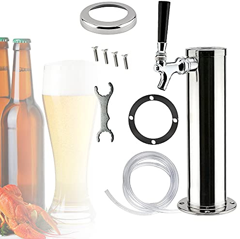 En öldispenser med kran 3 tum diameter rostfritt stål pelare öl dispenser torn flödesjusterare öltorn sats med slangnyckel och lock, öltorn för hemmet Brewing ölutrustning