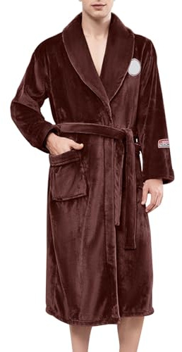 MODSGUE Men's Terry Towelling Flannel Dressing Gown Festival Pyjamas Skin-friendly and Super Absorbent Casual Dress Cotton Trench Coat for Men, brown, M