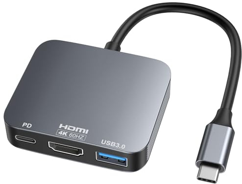 USB C to HDMI Adapter【4K@60HZ】, Vilcome HDMI to USB C Adapter Multiport with USB Type C PD & USB 3.0 Port, Compatible for MacBook Pro/Air, iPad Pro/Air, Dell XPS, iPhone 15 Pro/Max, Android and More