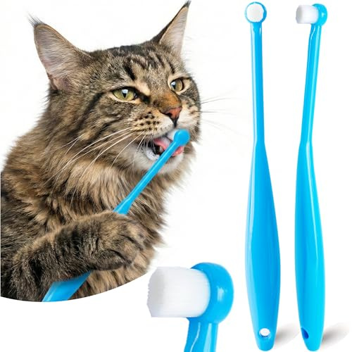 MoonyMars Small Dog Toothbrush, Cat & Puppy Tooth Brushing Kit, Ultra Soft & Mini Head Teeth Brush for Kitten & Tiny Pet, Doggy Toothbrushes Deep Dental Cleaning, 2 PCS - Blue