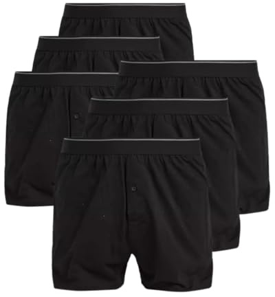 Trenzeo Men’s Boxer Shorts 6-Pack – Soft Cotton Underwear for Men, Loose Fit with Button Fly Breathable & Comfortable Men’s Boxers Multipack (UK, Alpha, 4XL, Regular, Regular, Mes's, Black)