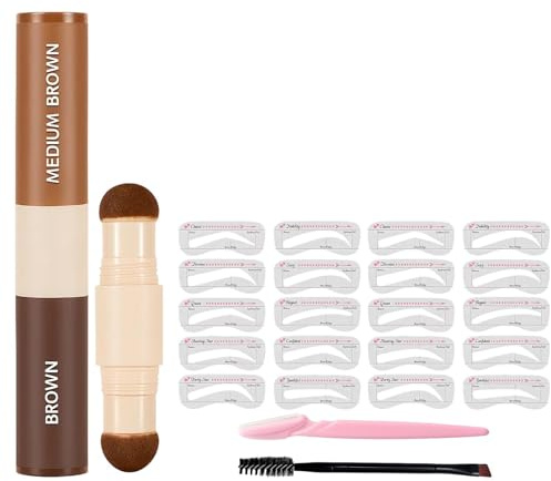 23 Pcs Eye Brow Shaper Kit, Dual-Ended Eyebrow Stencil Kit Includes Stencils and Brushes, Eyebrow Kits for Women with Precision Tools, Ideal for Shaping and Grooming Eyebrows
