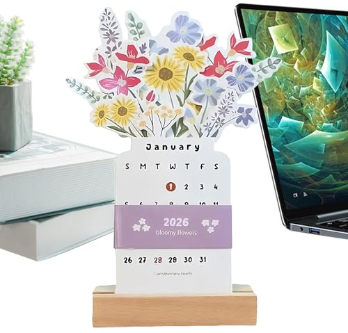Kalender 2026 Liten Månatlig Agenda Planerare Med Träbas