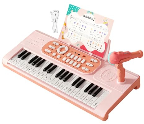 Piano För Barn 37-Tangenters Lärande Uppladdningsbara Musicinstrument med | Interaktywny Zestaw Zabawowy Do Fryzur I Przebieranek För Barn Flickor Pojkar Jul Och Födelsedag