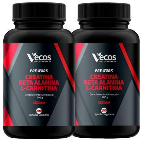 Pre Entreno con Creatina, Beta Alanina y L-Carnitina | Cápsulas Vegetales | Contribuye a Aumentar la Masa Muscular y la Fuerza | Aporta Energía Extra