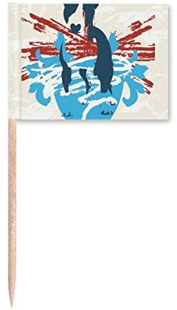 Graffiti Street Red Blue Art Illustration Pattern Toothpick Flags Marker Topper Party Decoration